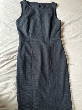 Ann Taylor Navy Micro-Check Midi Sheath Dress
